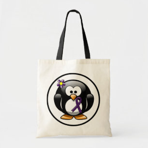 Tote Bag Pingouin à ruban de sensibilisation à la violette