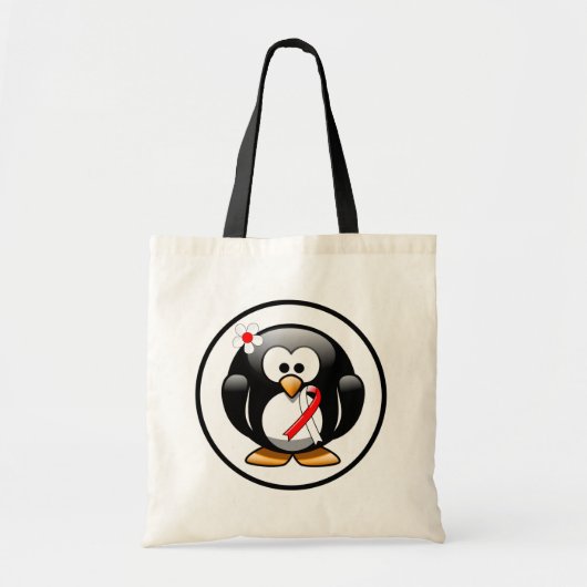 Tote Bag Pingouin à ruban rouge et blanc (Devant)