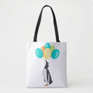 Tote Bag Pingouin Avec Ballons Colorés