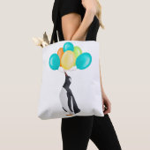 Tote Bag Pingouin Avec Ballons Colorés (De près)
