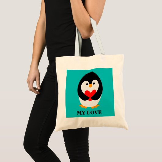 Tote Bag Pingouin avec coeur (Devant (produit))