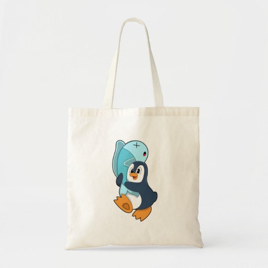 Tote Bag Pingouin avec poisson (Devant)