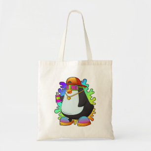 Tote Bag Pingouin comme peintre avec Spray
