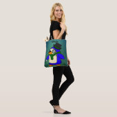 Tote Bag Pingouin de dessin mignon vert foncé (Sur le modèle)