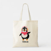 Tote Bag Pingouin de Noël Jolly en écharpe avec des bouffée (Dos)