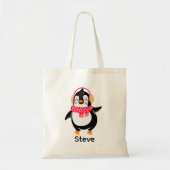 Tote Bag Pingouin de Noël Jolly en écharpe avec des bouffée (Devant)