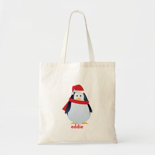 Tote Bag Pingouin décoratif personnalisé Père Noël Noël (Devant)