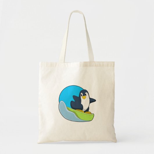 Tote Bag Pingouin en Snowboardeur avec Sonowboard.PNG (Devant)