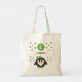 Tote Bag Pingouin mignon avec nom étoile jaune vert (Dos)