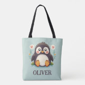 Tote Bag Pingouin pour bébé en caricature mignonne (Dos)