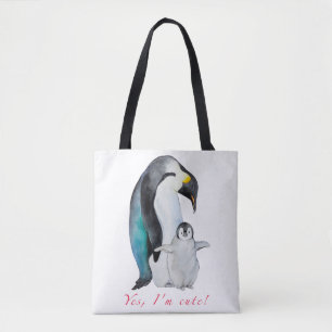 Tote Bag Pingouins empereurs d'aquarelle mignons