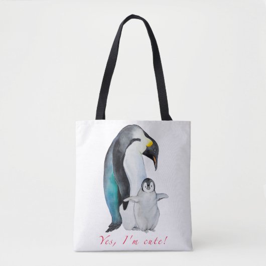 Tote Bag Pingouins empereurs d'aquarelle mignons (Devant)