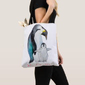 Tote Bag Pingouins empereurs d'aquarelle mignons (De près)