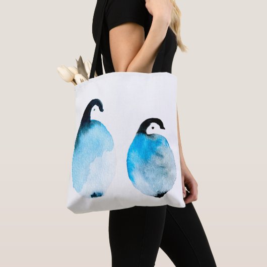Tote Bag Pingouins mignons aquarelle (De près)