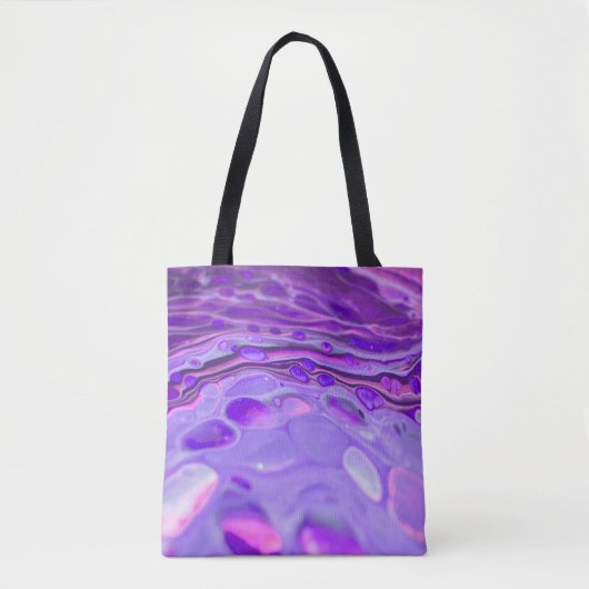 Tote Bag Pink Acrylique violet, Fluid Art Peinture Marbre (Devant)
