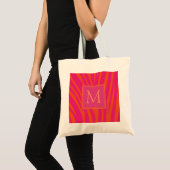 Tote Bag Pink and Orange Zebra Stripes Monogram (Devant (produit))