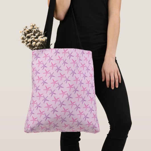 Tote Bag Pink and Purple Starfish (De près)