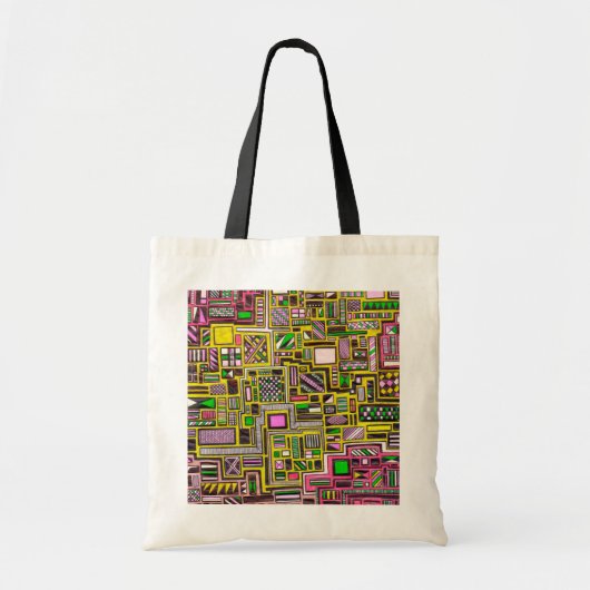 Tote Bag Pink and Yellow Geometric shapes pop art punk (Devant)