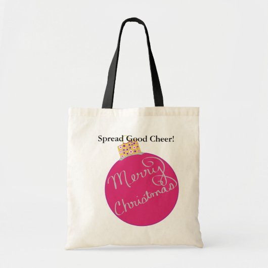 Tote Bag Pink.Argent Bal ornemental de Noël (Devant)