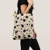 Tote Bag Pink & Black Polka Dot Glam Pattern (De près)