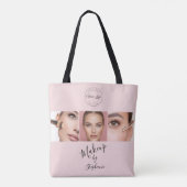 Tote Bag  Pink Black Script Your Logo 3 Photo Makeup (Dos)