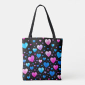 Tote Bag Pink & Blue Glowing Hearts (Dos)