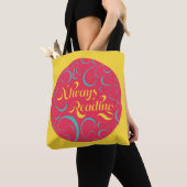 Tote Bag Pink Blue Yellow Swirls Toujours Lecture Livre (De près)