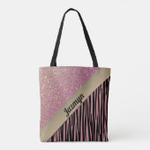 Tote Bag Pink Blush Glam Zebra Imprimer Personnalisé (Dos)