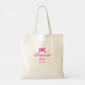 Tote Bag PINK BOW minimalajouter nom bridesmaid année cadea (Dos)