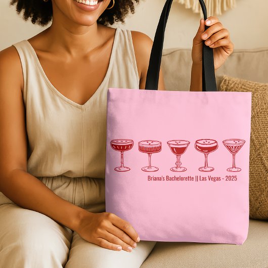 Tote Bag Pink Bridesmaid Espresso Martini Bachelorette 