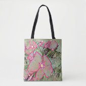 Tote Bag Pink Caladium Leaf and Abstract Botanical (Devant)