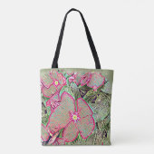 Tote Bag Pink Caladium Leaf and Abstract Botanical (Dos)