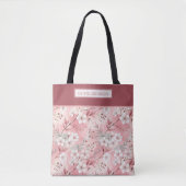 Tote Bag Pink cherry blossom monogram (Devant)