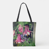 Tote Bag Pink Columbine Flowers Close Up  (Dos)