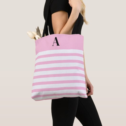Tote Bag Pink Coquette Monogram (A) (De près)