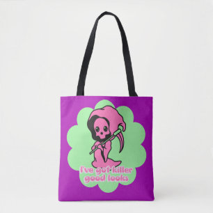 Tote Bag Pink Cute Éffrayante Grim Reaper Personnalisé