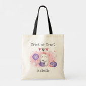Tote Bag Pink Cute Ghost Trick ou Treat Halloween Nom (Dos)
