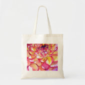 Tote Bag Pink Dahlia fleurs aquarelle art (Devant)