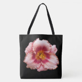 Tote Bag Pink Daylily Bloom sur Black Floral (Devant)