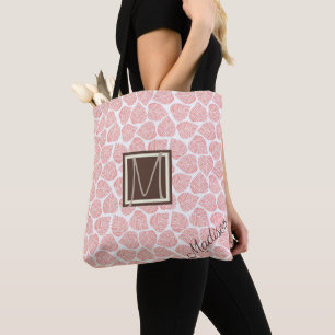 Tote Bag Pink et Taupe Leaf Natural tendance Monogramme