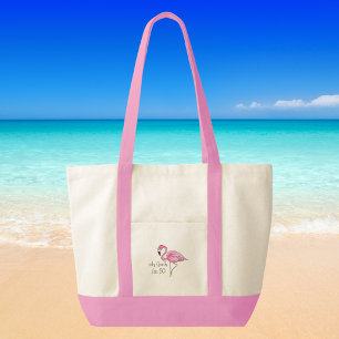 Tote Bag Pink Flamingo Oh Flock I'm 50