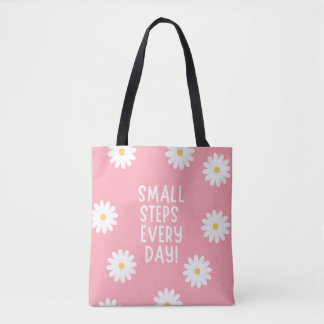 Tote Bag Pink Floral Inspiration – Small Steps Every Day