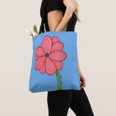 Tote Bag Pink Flower Full with Blue background (De près)