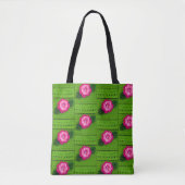 Tote Bag Pink Flower Spring Vert Artiste Crochet Imprimer (Devant)