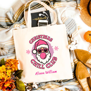 Tote Bag Pink Funky Père Noël Christmas Chill Club Custom