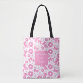 Tote Bag Pink Girly Scrunchies Pattern Cute Hair Accessory  (Devant)