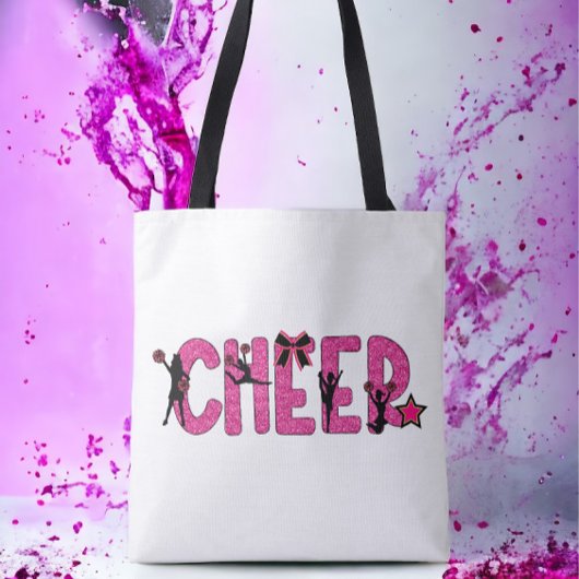 Tote Bag Pink Glitter Cheerleader Cheerleader Cheer