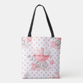 TOTE BAG PINK & GRAY BÉBÉ FILLE PASTEL PRAM BOOTIES (Dos)