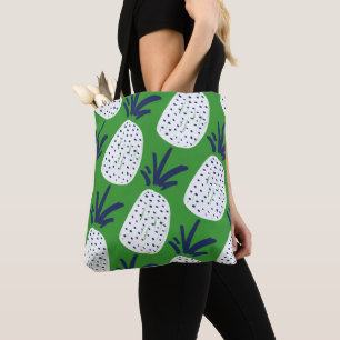 Tote Bag Pink & Green Abstrait Ananas & Cactus Motif