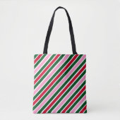 Tote Bag  Pink Green and Red Christmas Candy Cane Stripes  (Devant)